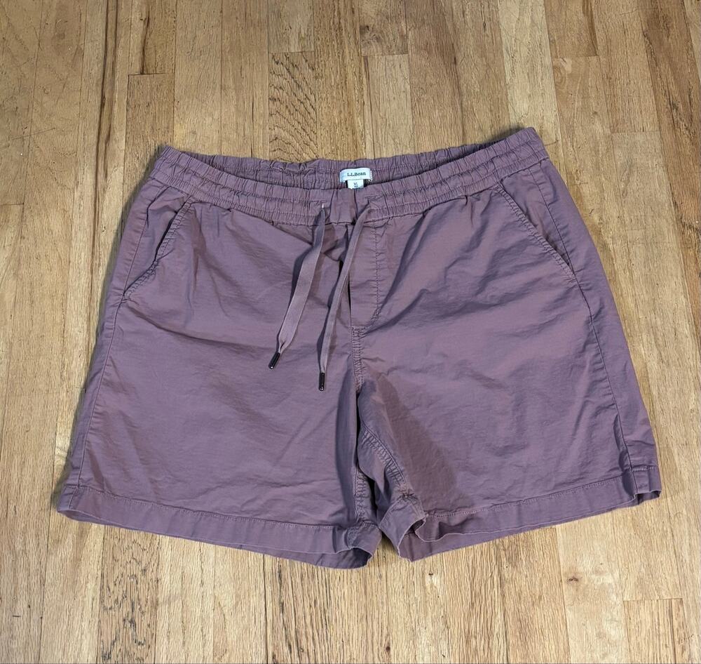 Women’s LL Bean Mauve Elastic Waist Drawstring Pocket Shorts, Size XL